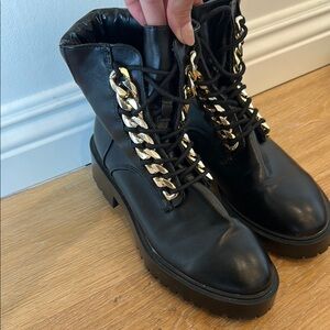 Zara Black and Gold Combat Boots